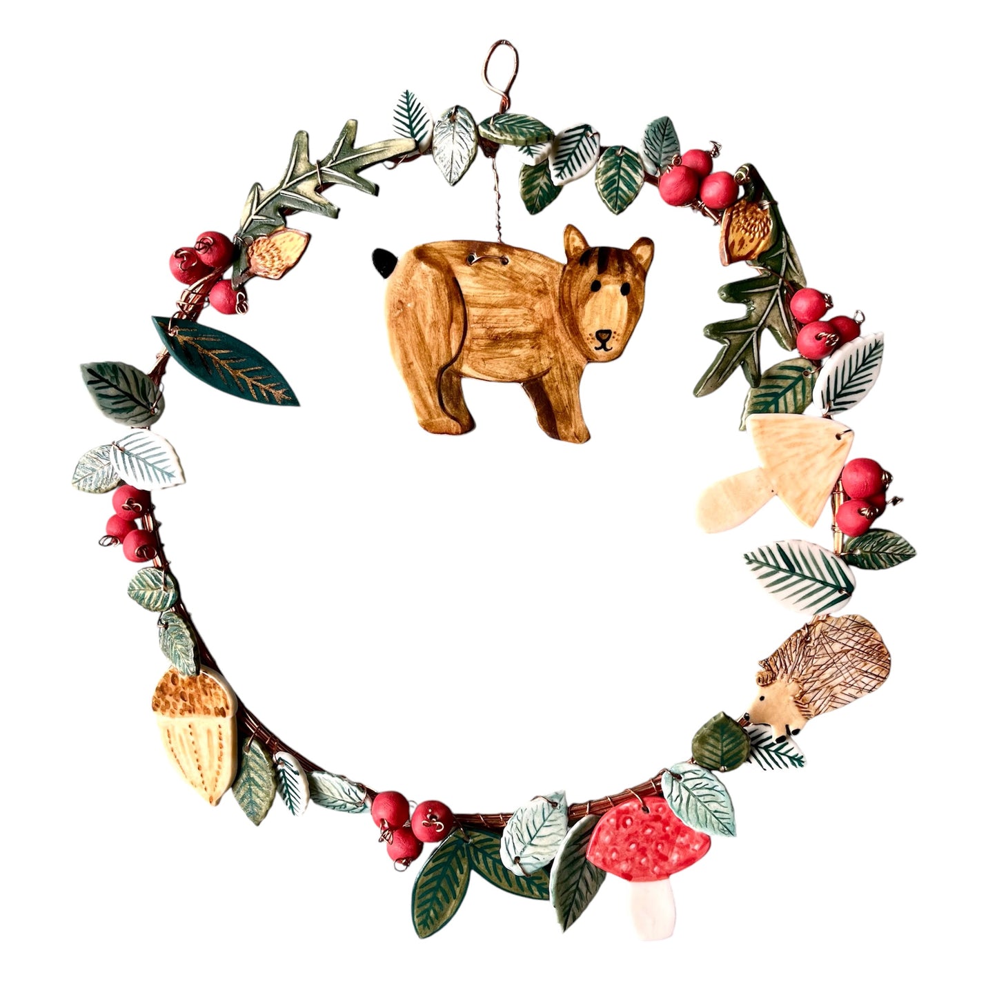 Wired autumnal wreath - Woodland Bear